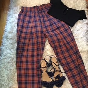 High Waisted Plaid Pants